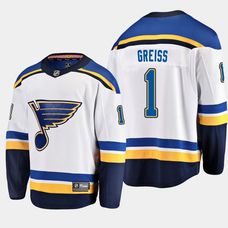 St. Louis Blues Thomas Greiss Away White #1 Jersey Breakaway Player