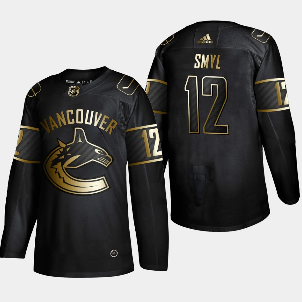 Men's Vancouver Canucks Stan Smyl #12 2019 NHL Golden Edition Black Retired Player Jersey