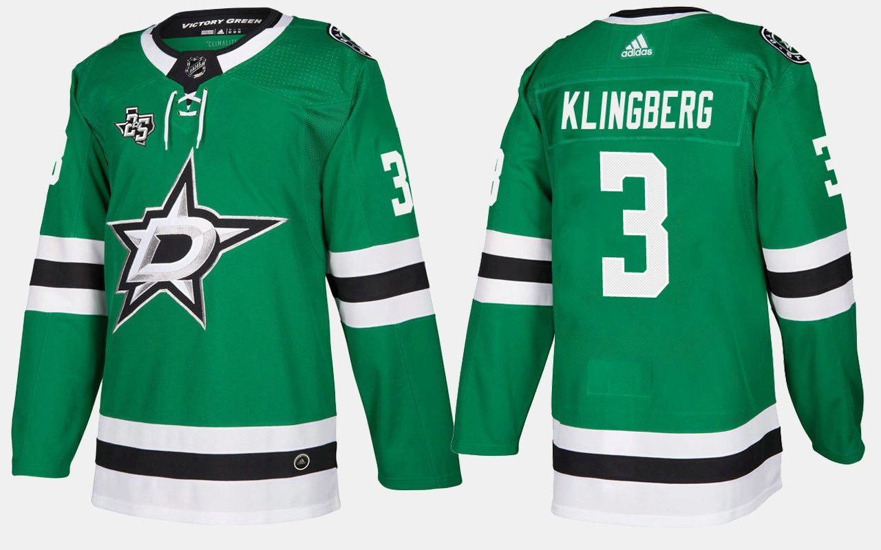 Dallas Stars #3 John Klingberg Home Green Jersey