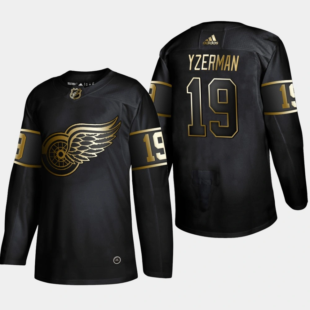 Detroit Red Wings Steve Yzerman #19 Retired Player 2019 NHL Golden Edition Black Jersey - Men's Detroit Red Wings Steve Yzerman #19 Retired Player 2019 NHL Golden Edition Black Jersey - Men's