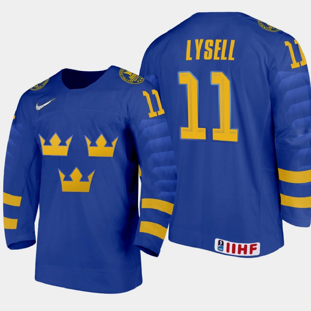 Youth Sweden Fabian Lysell #11 2021 IIHF U18 World Championship Away Blue Jersey Youth Sweden Fabian Lysell #11 2021 IIHF U18 World Championship Away Blue Jersey