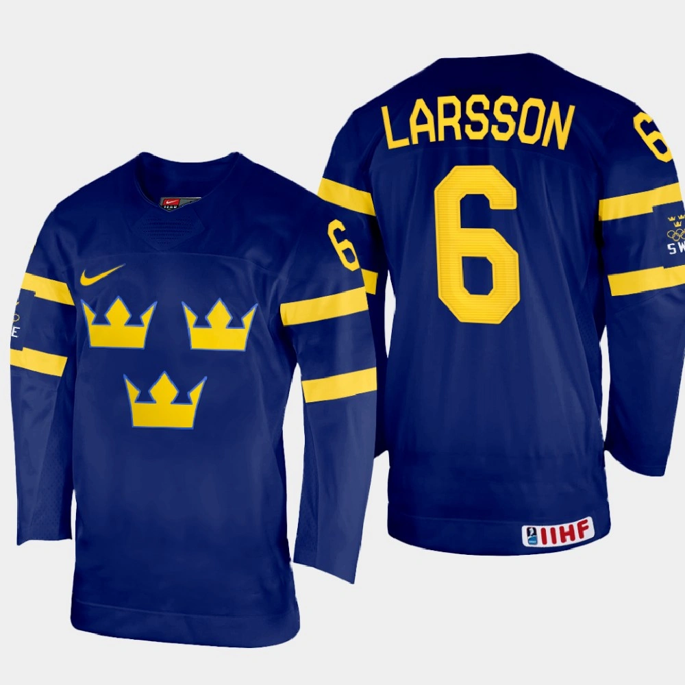 Women's Adam Larsson 2022 IIHF World Championship Sweden Hockey Jersey Navy #6 Uniform