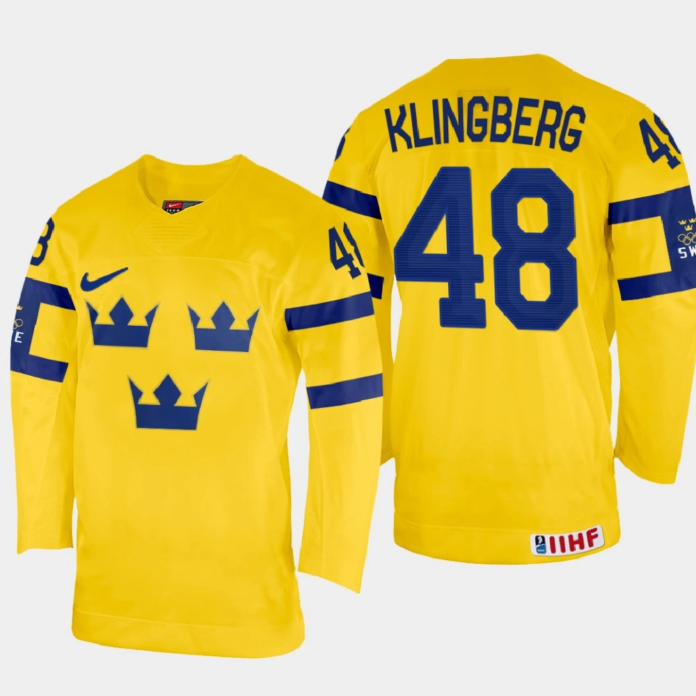Carl Klingberg 2022 IIHF World Championship Sweden Hockey Jersey Yellow #48 Uniform Carl Klingberg 2022 IIHF World Championship Sweden Hockey Jersey Yellow #48 Uniform