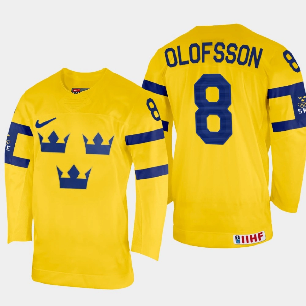 Women's Fredrik Olofsson 2022 IIHF World Championship Sweden Hockey Jersey Yellow #8 Uniform
