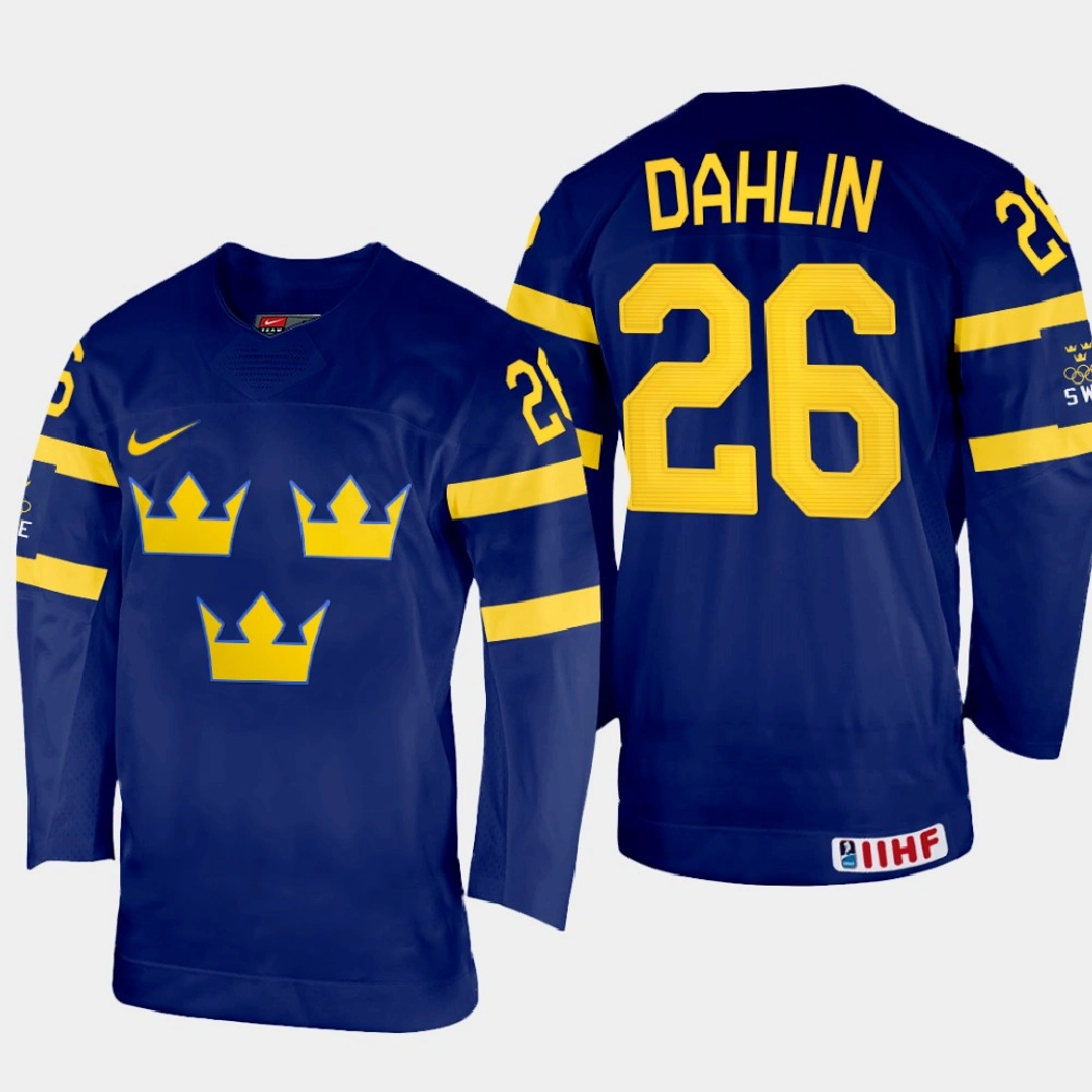 Women's Rasmus Dahlin 2022 IIHF World Championship Sweden Hockey Jersey Navy #26 Uniform