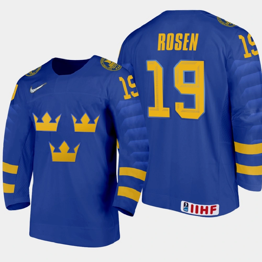 Youth Sweden Isak Rosen #19 2021 IIHF U18 World Championship Away Blue Jersey Youth Sweden Isak Rosen #19 2021 IIHF U18 World Championship Away Blue Jersey