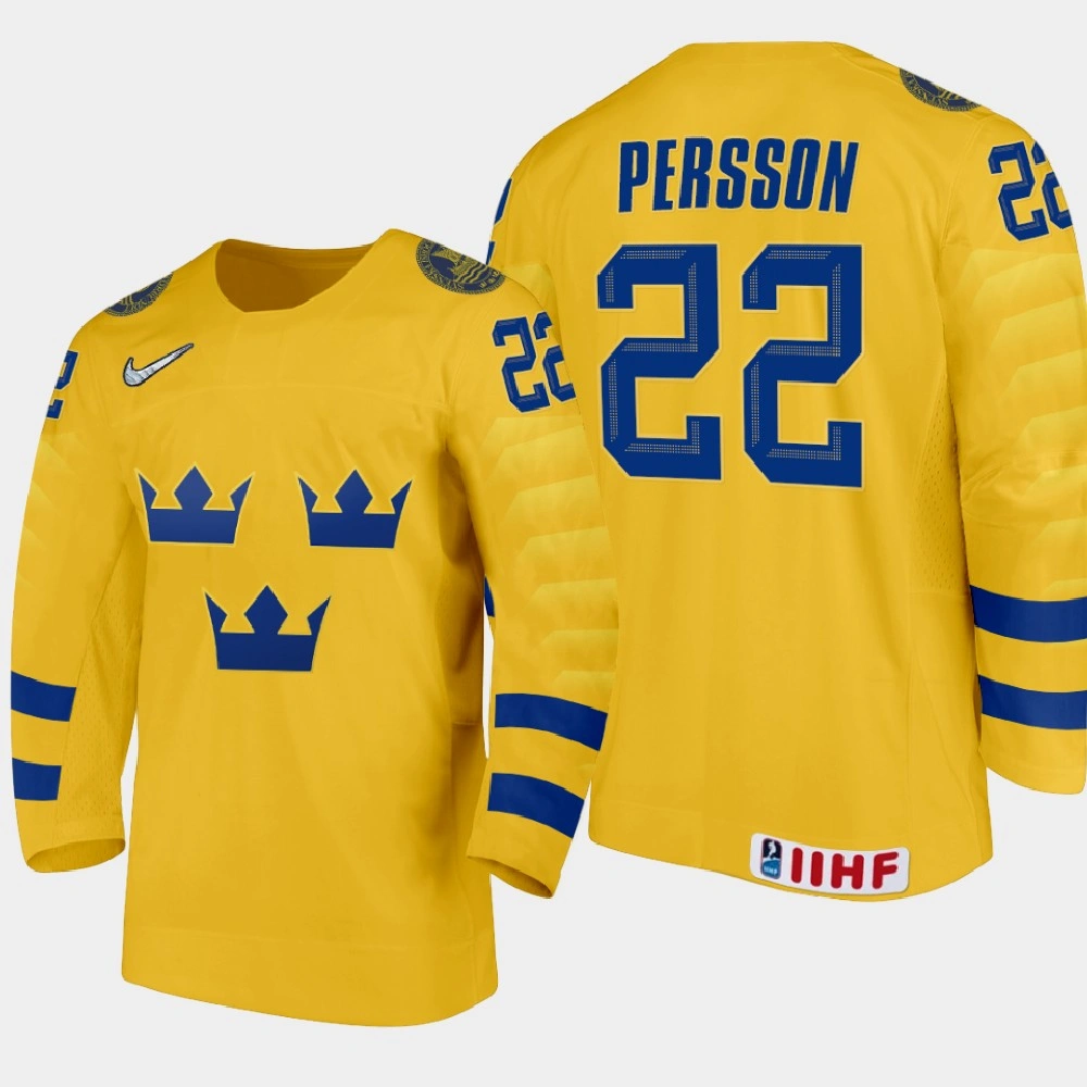 Youth Sweden Ludwig Persson #22 2021 IIHF U18 World Championship Home Gold Jersey Youth Sweden Ludwig Persson #22 2021 IIHF U18 World Championship Home Gold Jersey