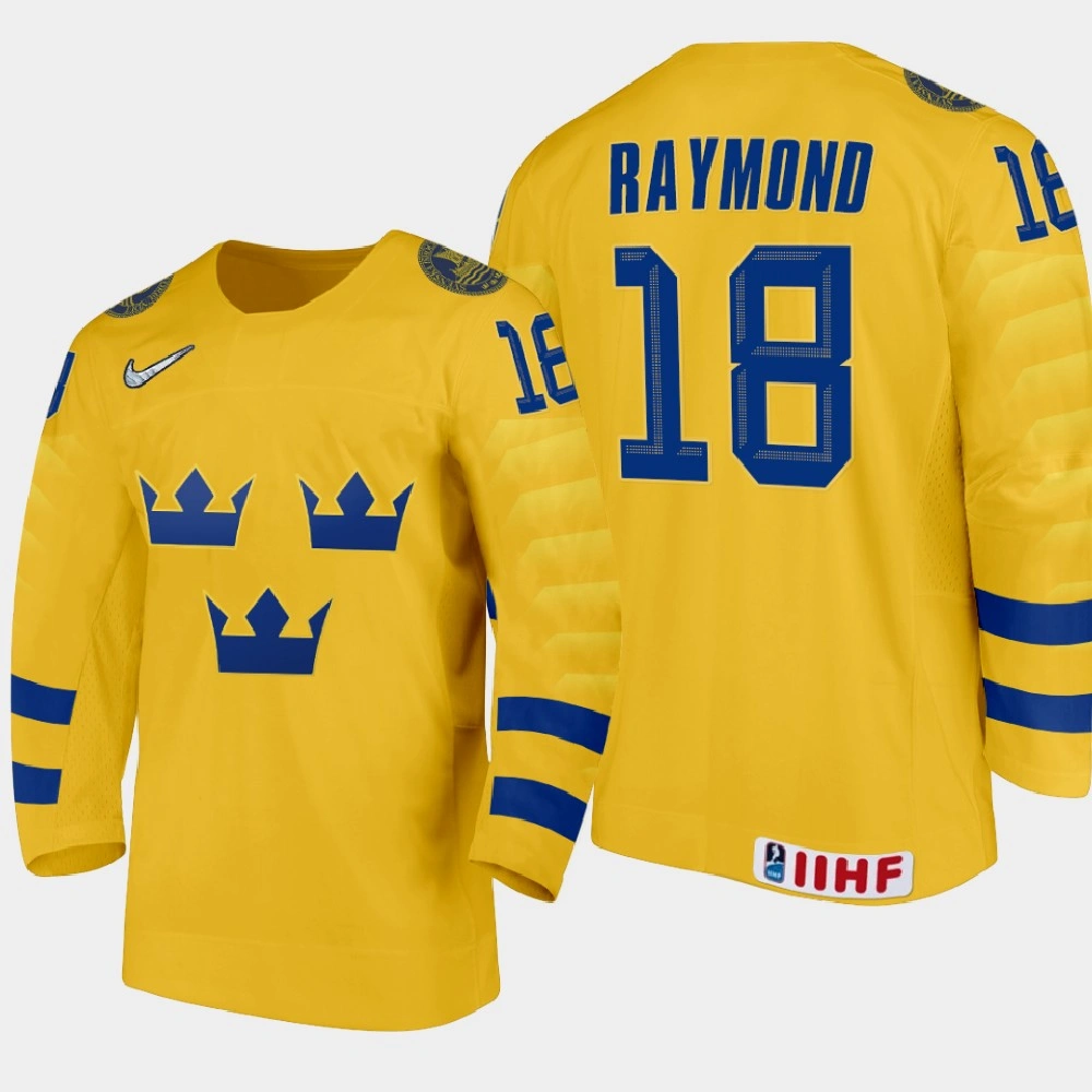 Women's Sweden Team Lucas Raymond #18 2021 IIHF World Junior Championship Home Gold Jersey