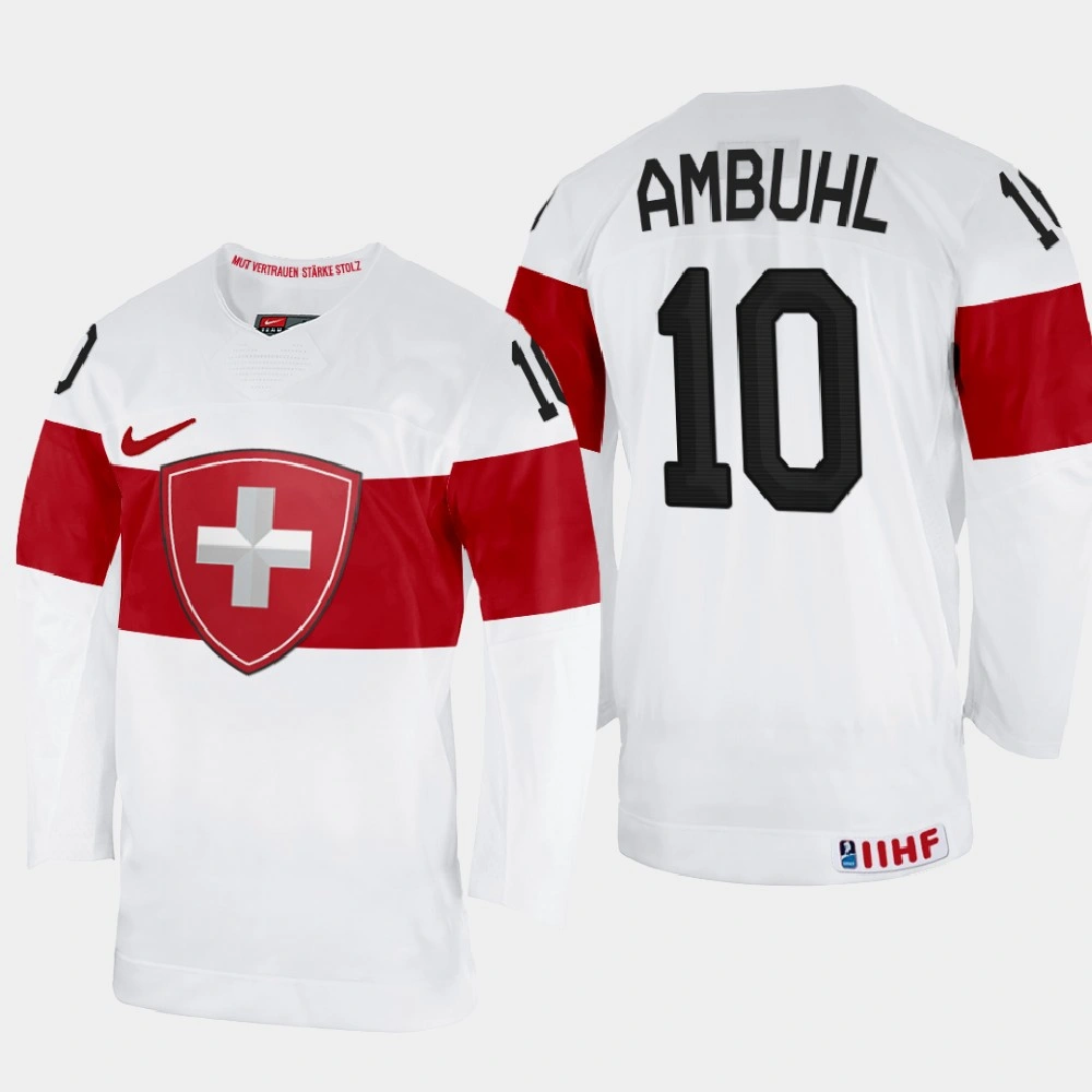 Switzerland #10 Andres Ambuhl 2022 IIHF World Championship White Home Jersey