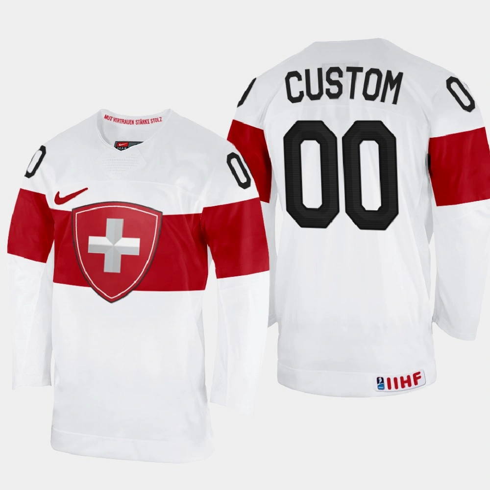 Switzerland #00 Custom 2022 IIHF World Championship White Home Jersey Switzerland #00 Custom 2022 IIHF World Championship White Home Jersey