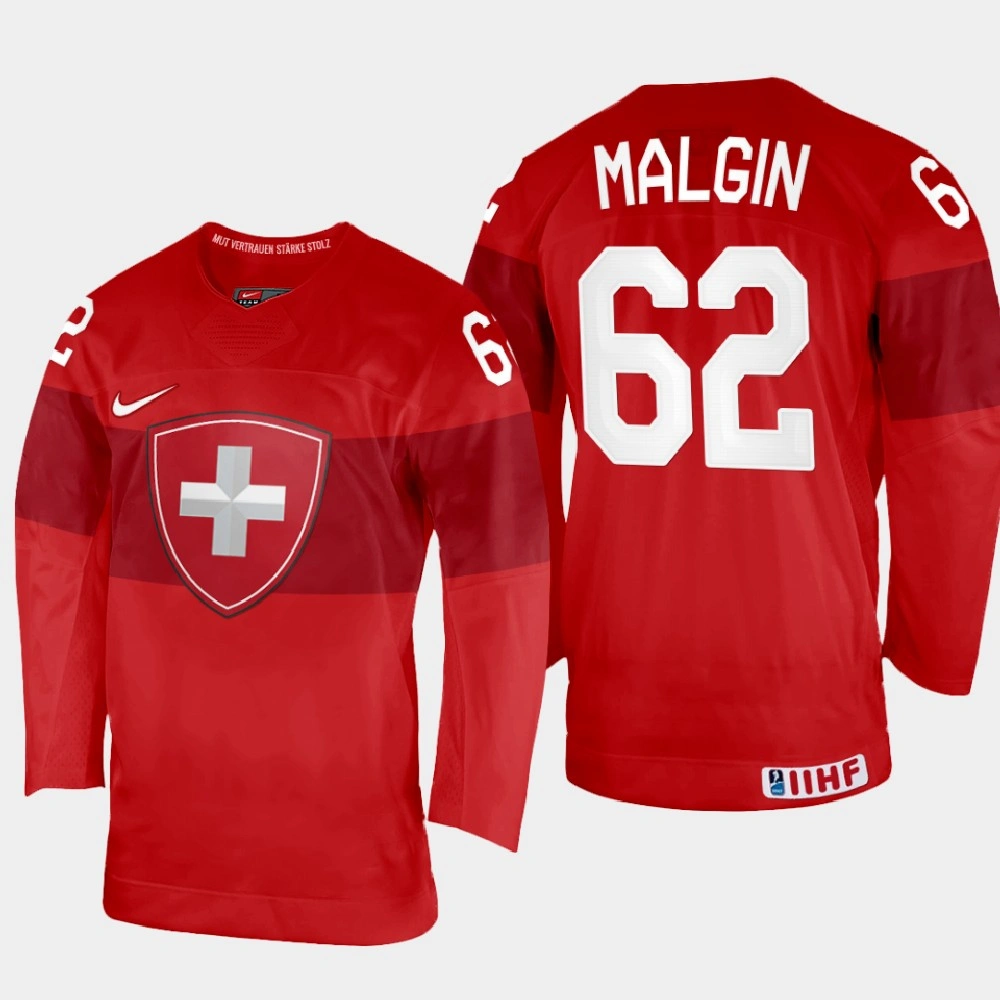 Denis Malgin 2022 IIHF World Championship Switzerland Hockey Jersey Red #62 Uniform
