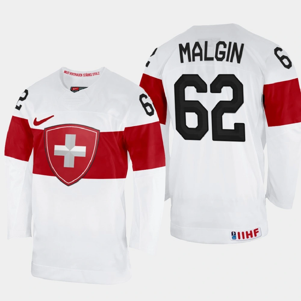 Switzerland #62 Denis Malgin 2022 IIHF World Championship White Home Jersey Switzerland #62 Denis Malgin 2022 IIHF World Championship White Home Jersey