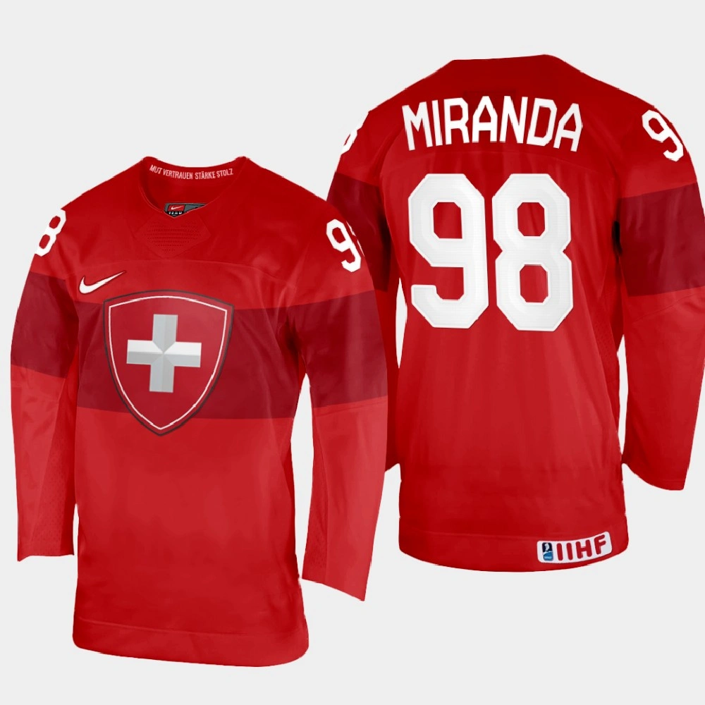 Marco Miranda 2022 IIHF World Championship Switzerland Hockey Jersey Red #98 Uniform