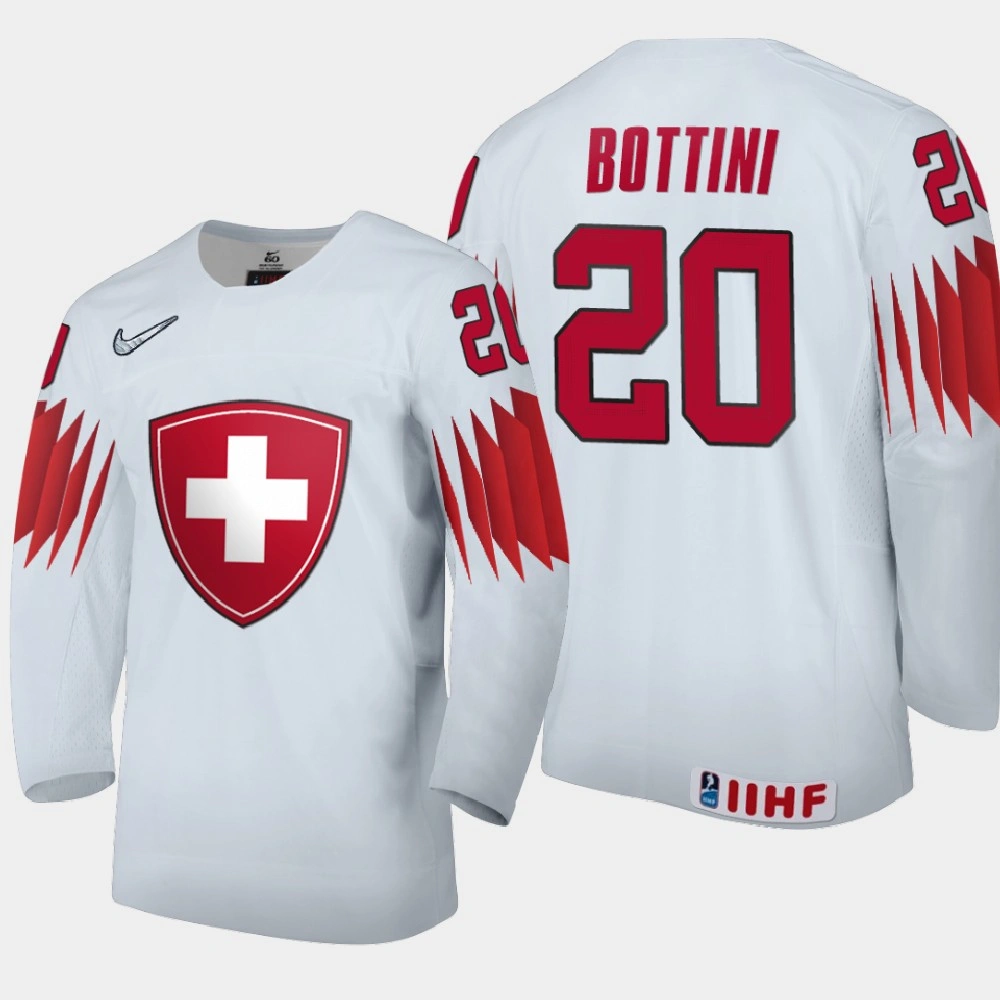 Men Switzerland Stefano Bottini #20 2021 IIHF World Junior Championship Home White Jersey