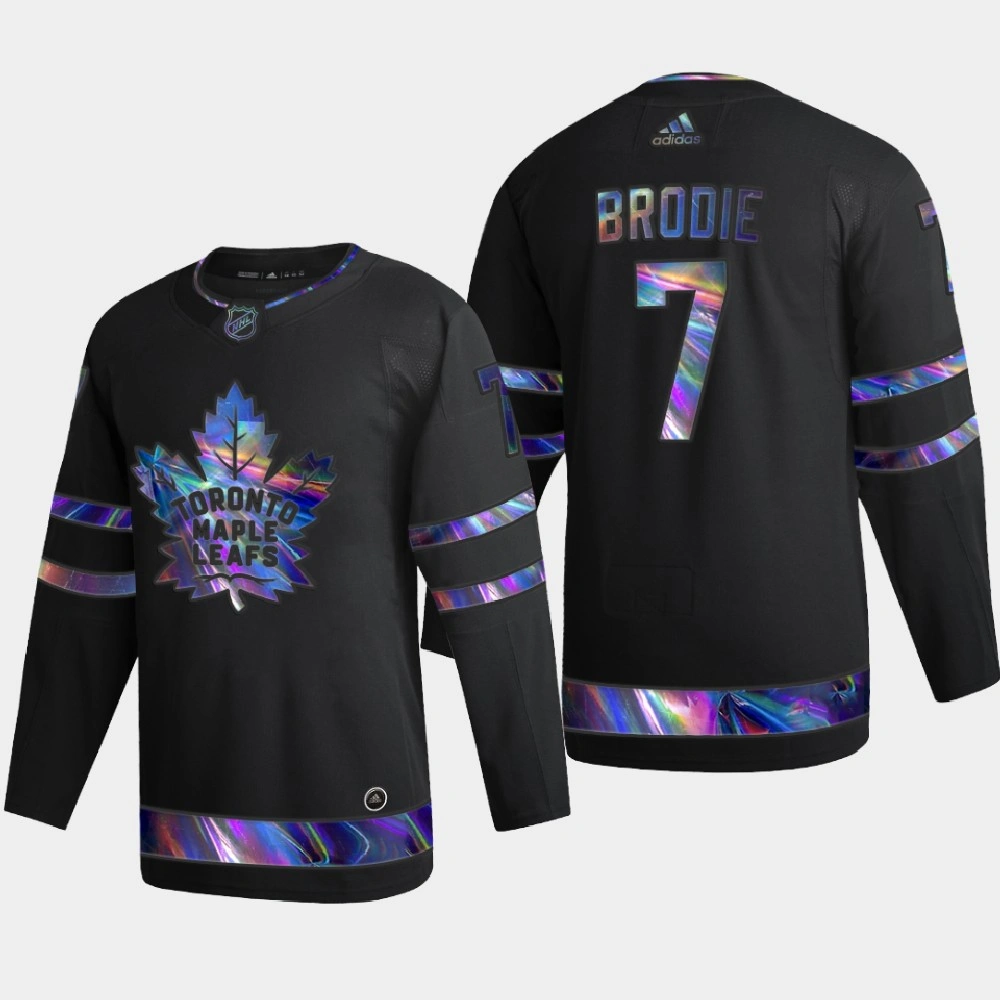 Men's Toronto Maple Leafs T.J. Brodie #7 Iridescent Holographic Authentic Black Jersey