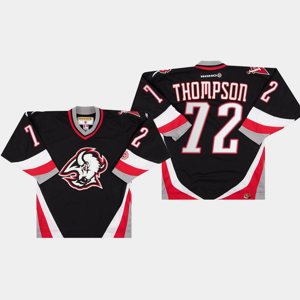 Primary Goathead Logo Buffalo Sabres Tage Thompson Throwback Black #72 Jersey