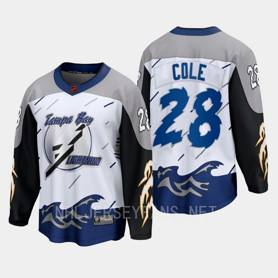 Women's Ian Cole Tampa Bay Lightning 2022 Special Edition 2.0 Breakaway Retro White Jersey Women's Ian Cole Tampa Bay Lightning 2022 Special Edition 2.0 Breakaway Retro White Jersey
