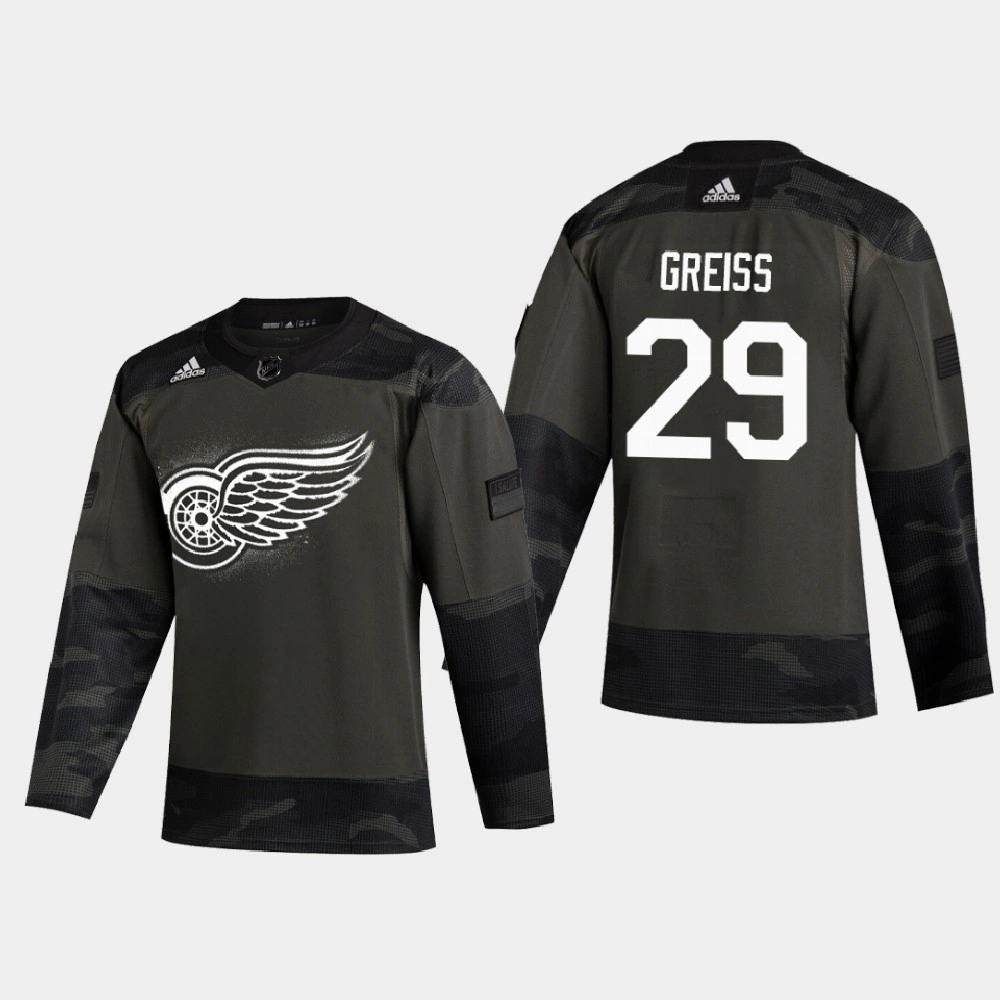 Men's Detroit Red Wings Thomas Greiss #29 2020 Veterans Day Authentic Practice Camo Jersey Men's Detroit Red Wings Thomas Greiss #29 2020 Veterans Day Authentic Practice Camo Jersey
