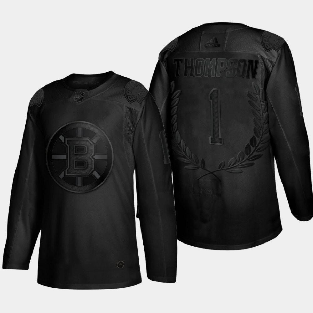 Tiny Thompson #1 Vezina Trophy Boston Bruins Black Award Jersey Tiny Thompson #1 Vezina Trophy Boston Bruins Black Award Jersey