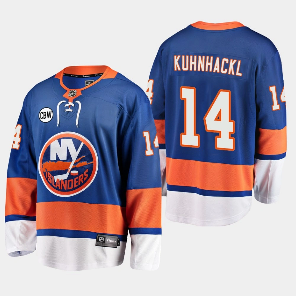 Men's New York Islanders Tom Kuhnhackl #14 2018-19 Home Royal Premier CBW Jersey Men's New York Islanders Tom Kuhnhackl #14 2018-19 Home Royal Premier CBW Jersey