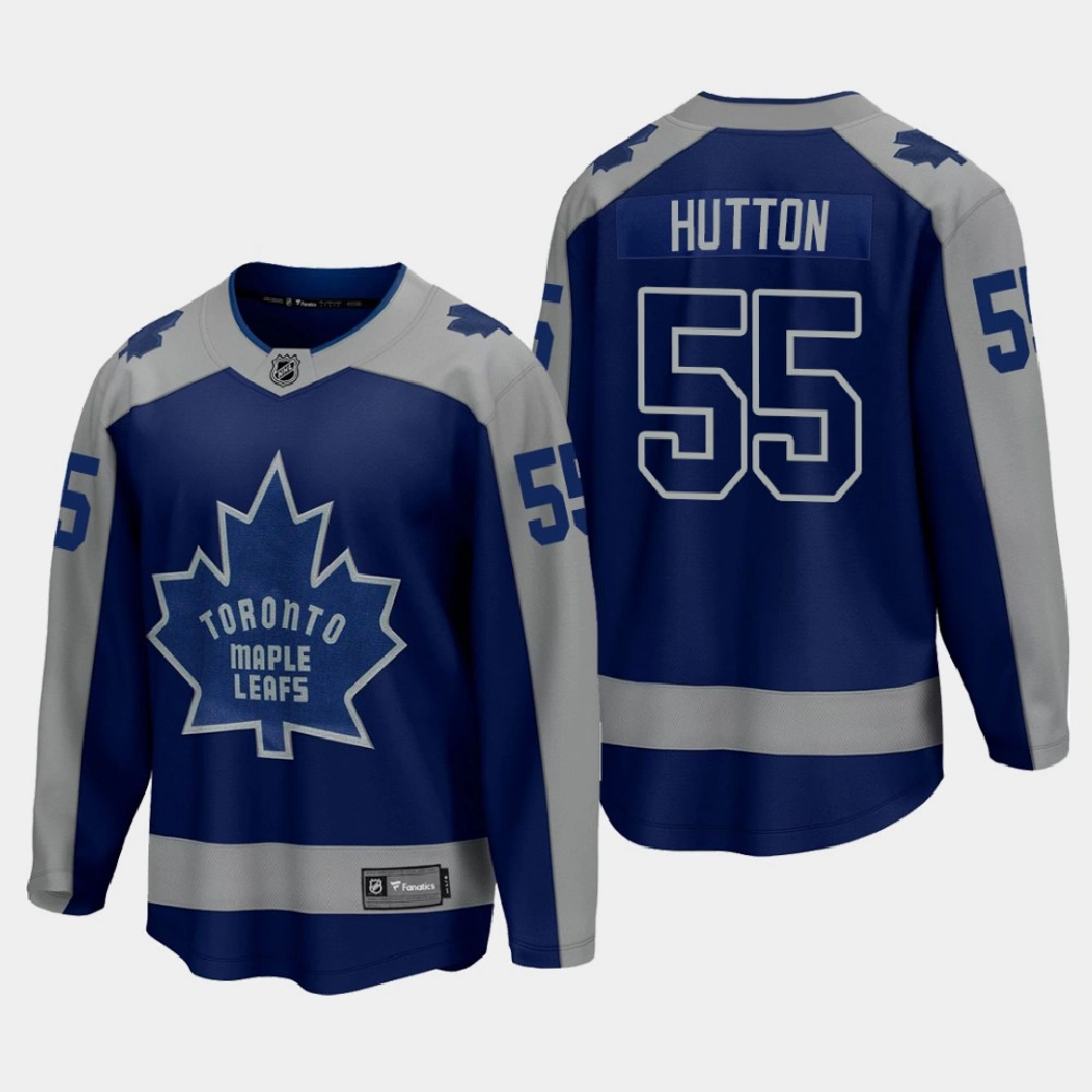 Men's Toronto Maple Leafs Ben Hutton #55 Reverse Retro 2021 Blue Jersey