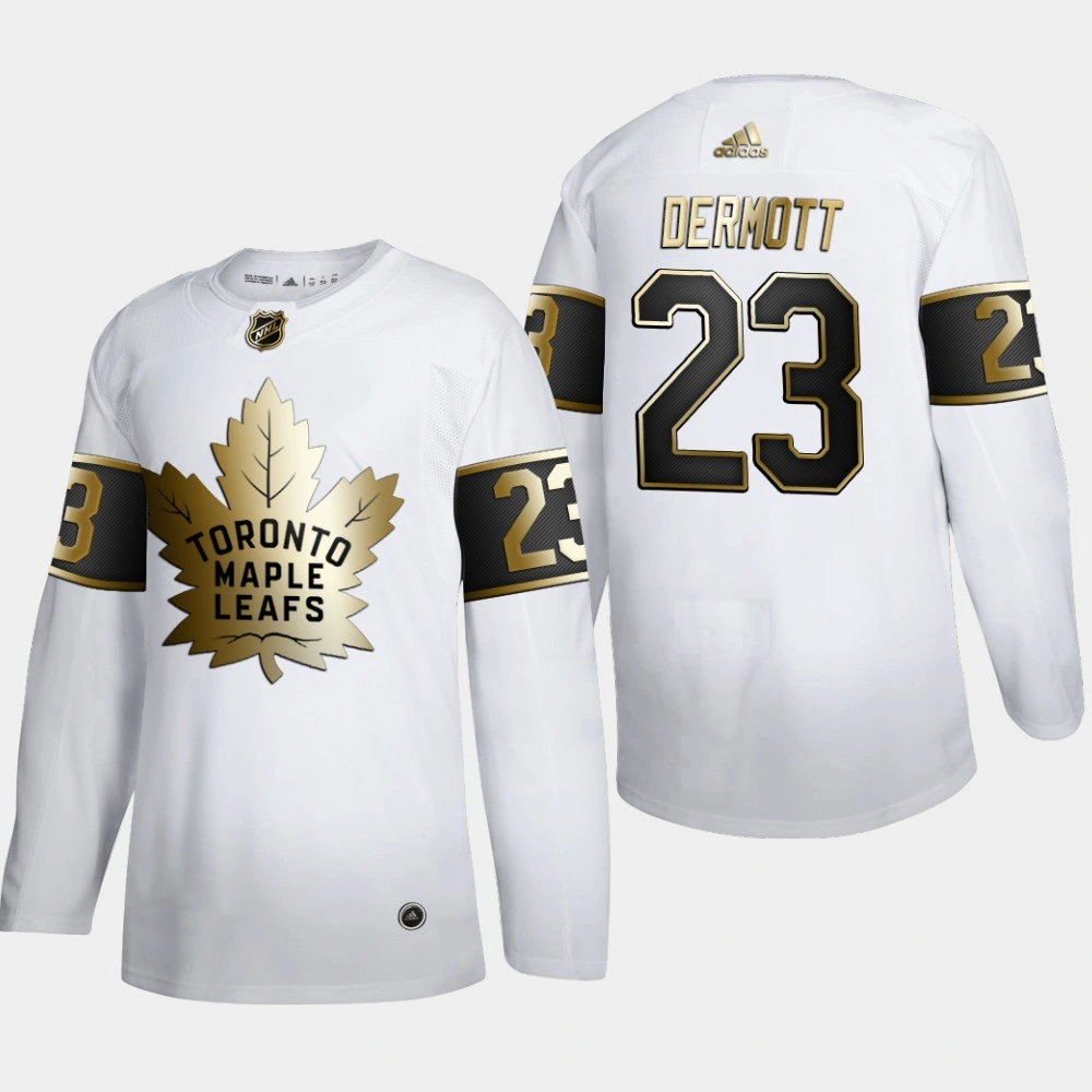 Women's Toronto Maple Leafs Travis Dermott #23 NHL Golden Edition White Authentic Jersey