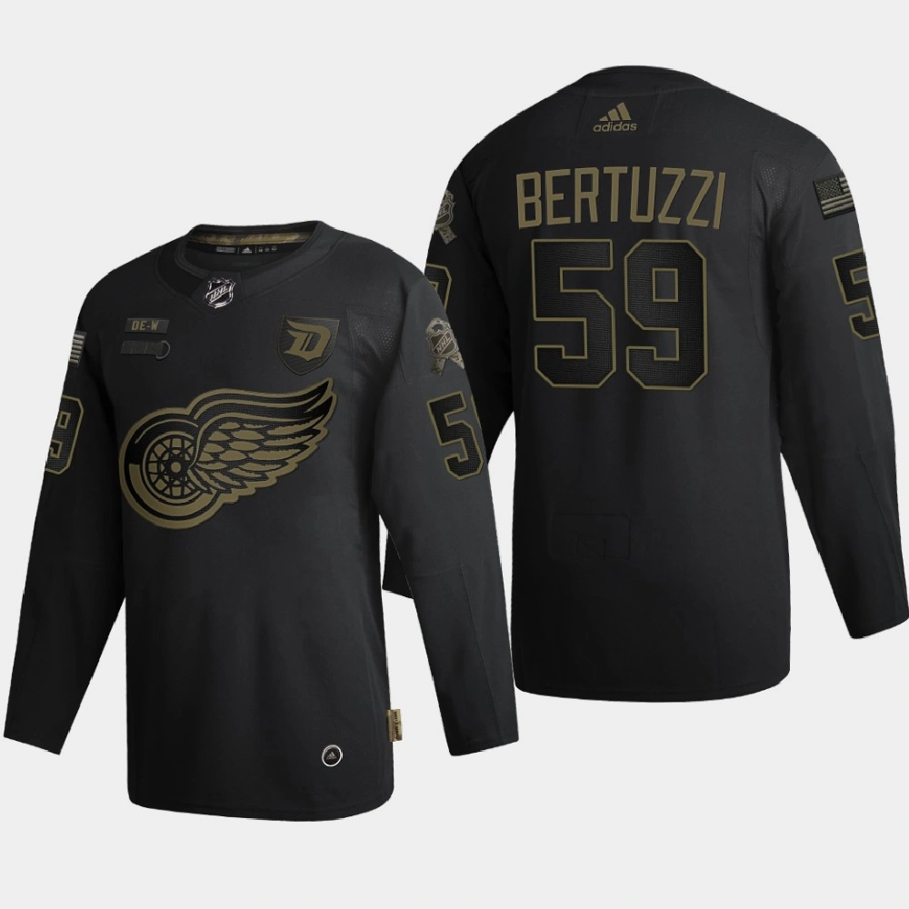 Women's Detroit Red Wings Tyler Bertuzzi #59 2020 Veterans Day Authentic Black Jersey