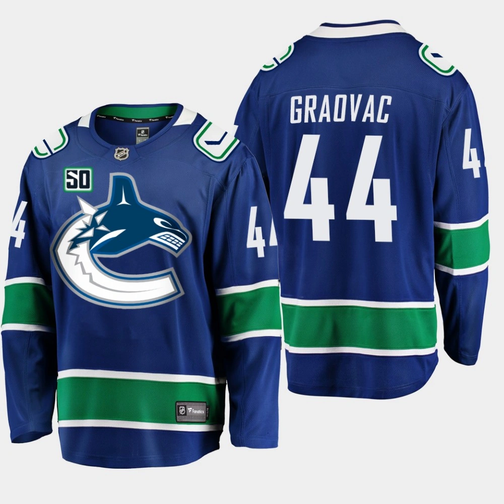 Men's Vancouver Canucks Tyler Graovac #44 Blue 50th Anniversary Home Player Jersey