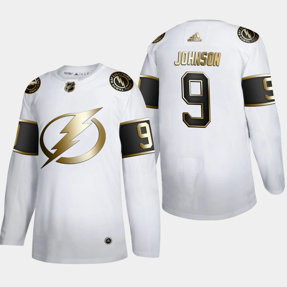 Youth Tampa Bay Lightning Tyler Johnson #9 NHL Golden Edition White Authentic Jersey Youth Tampa Bay Lightning Tyler Johnson #9 NHL Golden Edition White Authentic Jersey