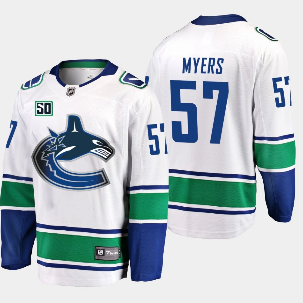 Women's Vancouver Canucks Tyler Myers #57 50th Anniversary White Away Jersey Women's Vancouver Canucks Tyler Myers #57 50th Anniversary White Away Jersey