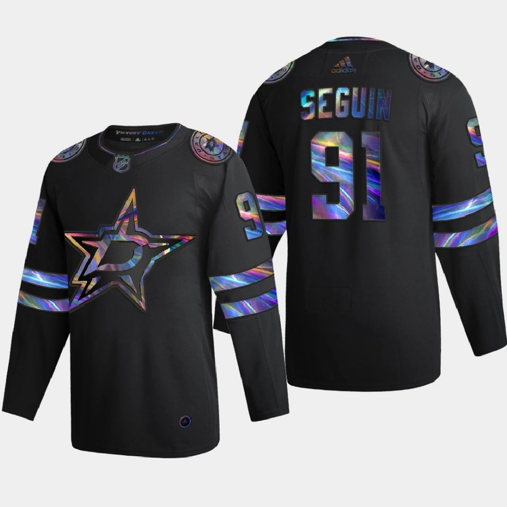 Women's Dallas Stars Tyler Seguin #91 Iridescent Holographic Collection Authentic Black Jersey