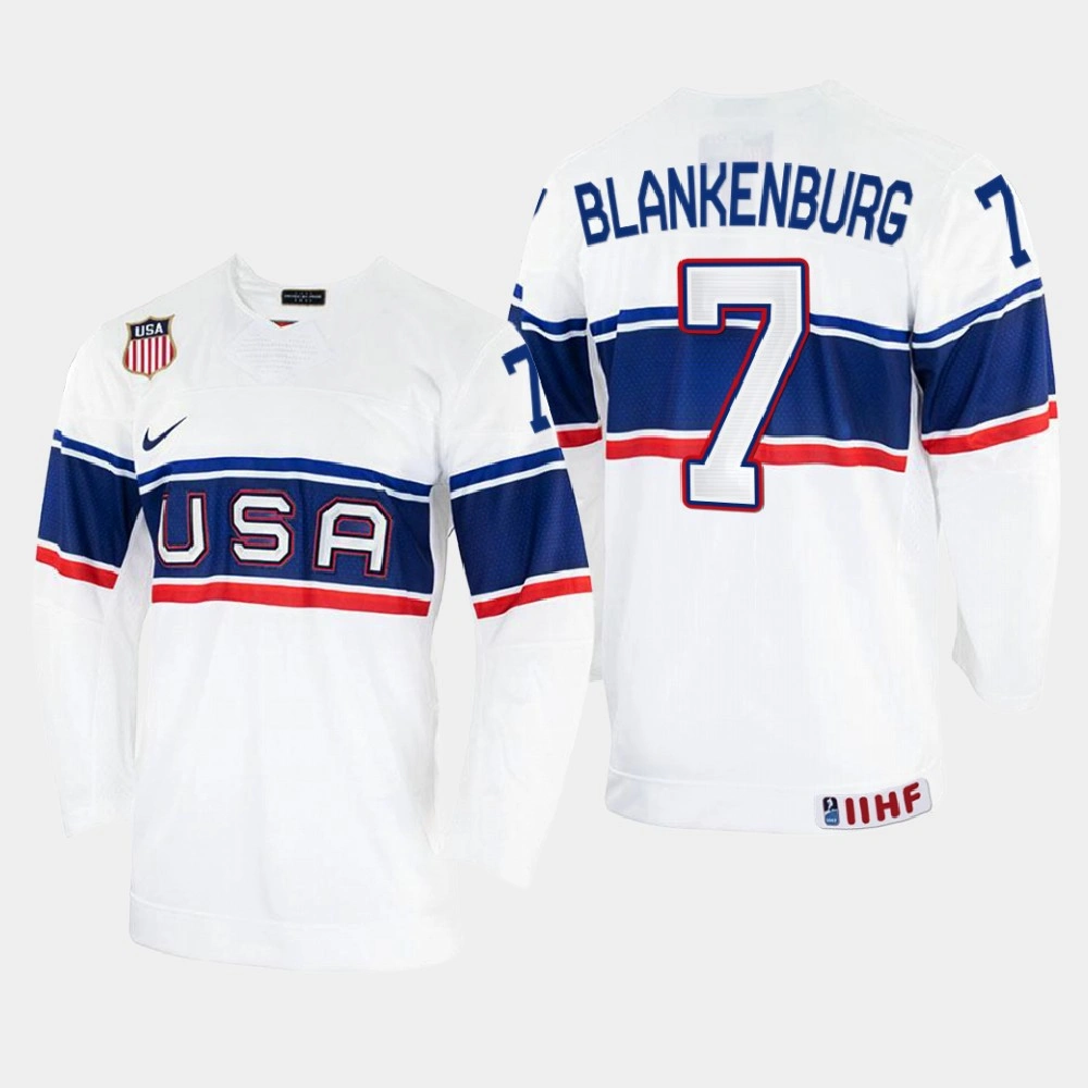 Women's USA #7 Nick Blankenburg 2022 IIHF World Championship White Home Jersey