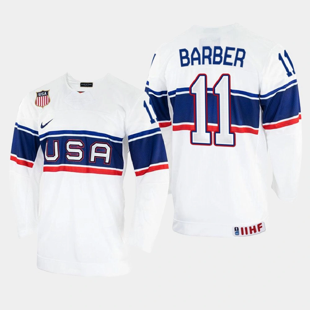 Women's USA #11 Riley Barber 2022 IIHF World Championship White Home Jersey