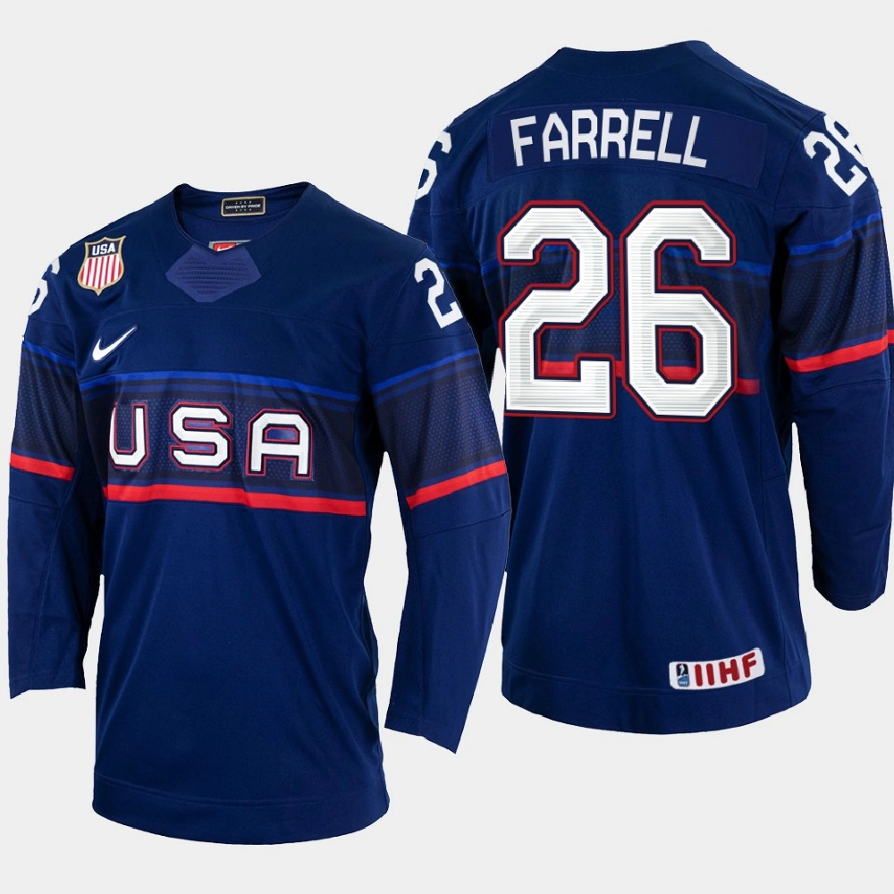Youth Sean Farrell 2022 IIHF World Championship USA Hockey Jersey Navy #26 Uniform Youth Sean Farrell 2022 IIHF World Championship USA Hockey Jersey Navy #26 Uniform