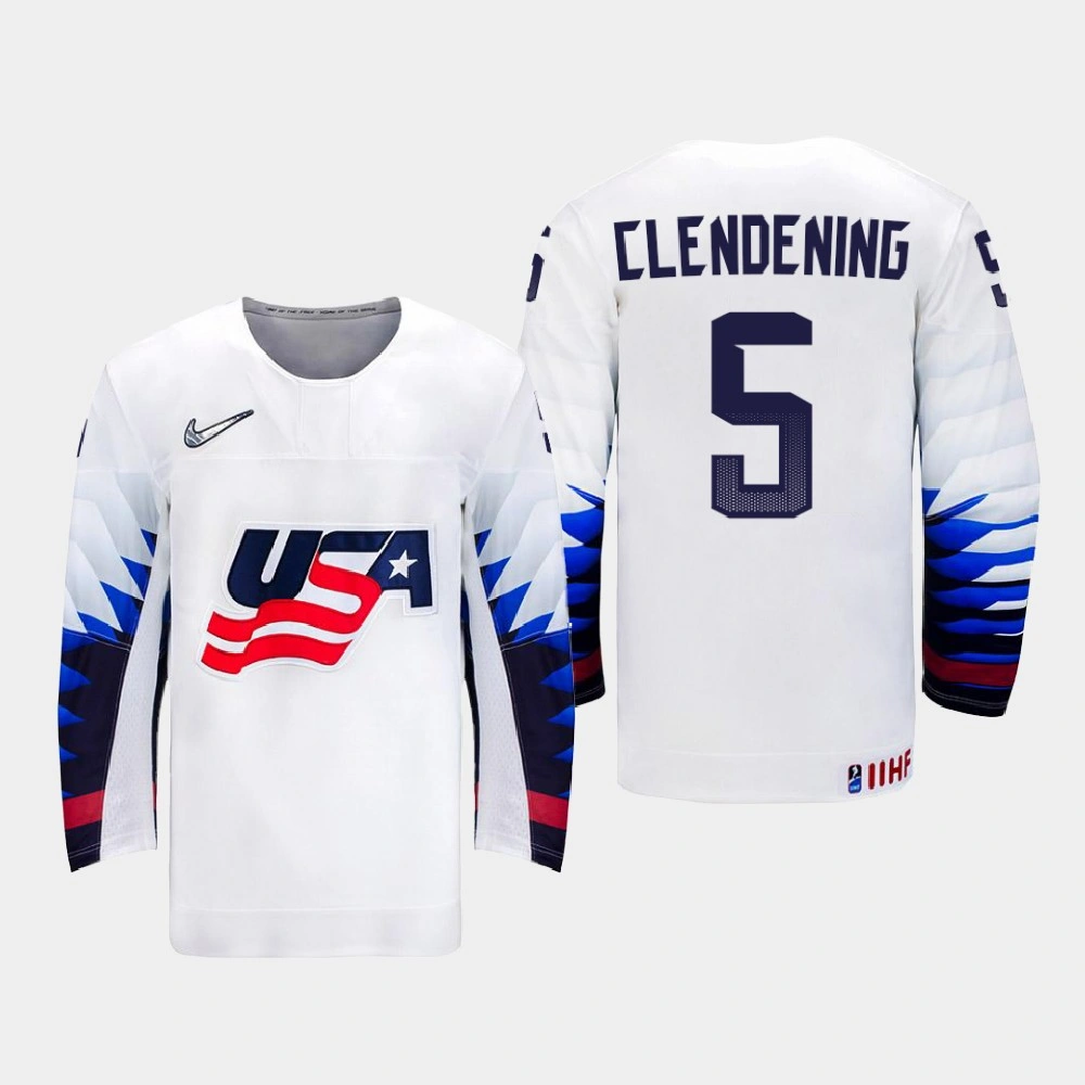 Women's USA Team Adam Clendening #5 2021 IIHF World Championship Home White Jersey