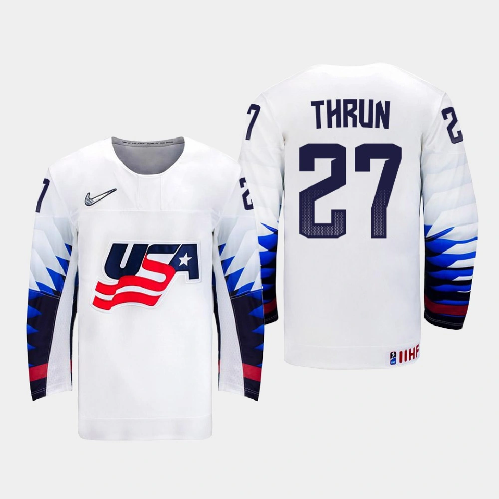 Women's USA Team Henry Thrun #27 2021 IIHF World Junior Championship Home White Jersey