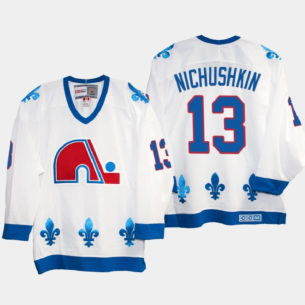 Men's Quebec Nordiques Valeri Nichushkin #13 Vintage White Replica 25th Throwback Jersey