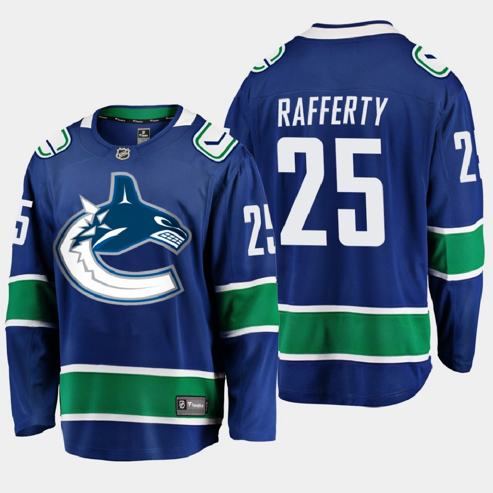 Men's Vancouver Canucks Brogan Rafferty #25 Home 2020-21 Breakaway Player Blue Jersey Men's Vancouver Canucks Brogan Rafferty #25 Home 2020-21 Breakaway Player Blue Jersey