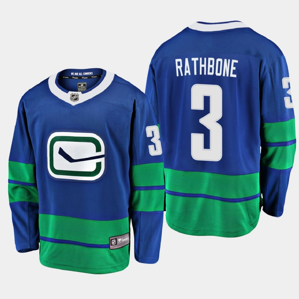Youth Vancouver Canucks Jack Rathbone #3 Alternate 2021 Blue Jersey