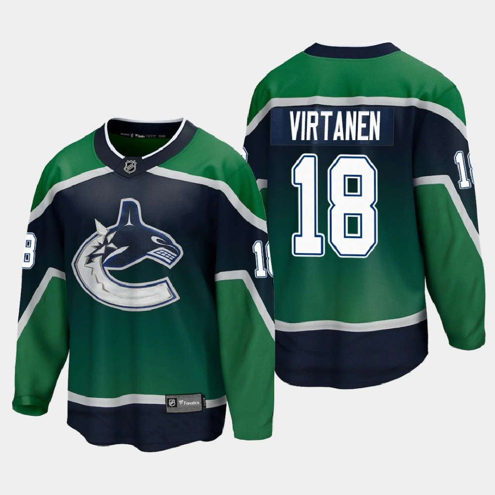 Women's Vancouver Canucks Jake Virtanen #18 Special Edition 2021 Green Jersey