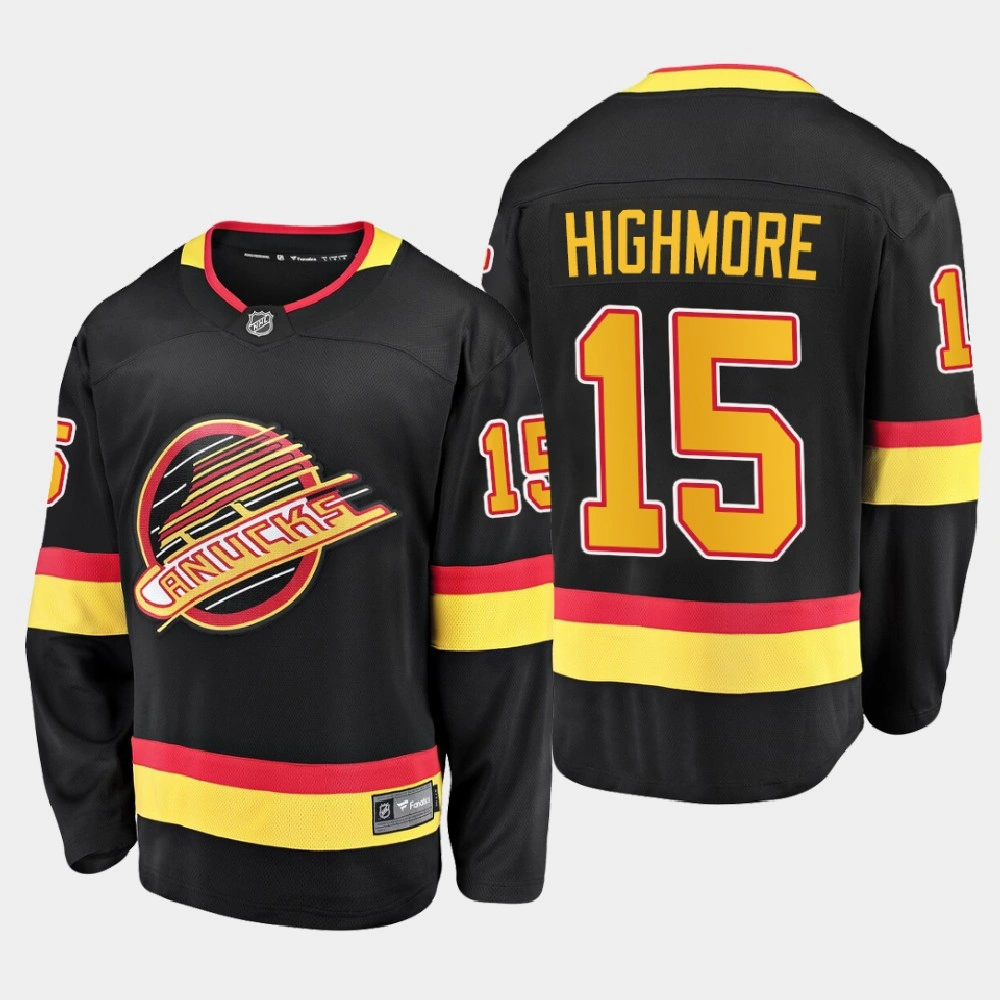 Women's Vancouver Canucks Matthew Highmore #15 Flying Skate 2021 Black Jersey
