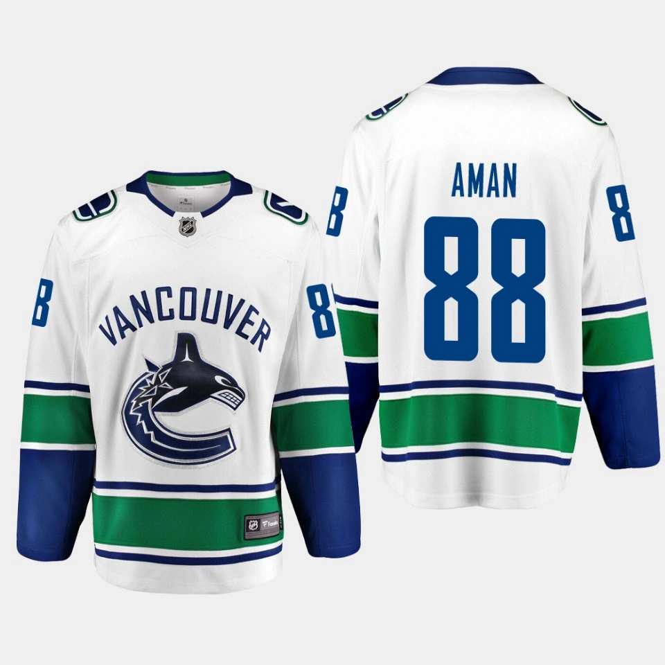 Youth Vancouver Canucks Nils Aman Away White #88 Jersey Breakaway Player Youth Vancouver Canucks Nils Aman Away White #88 Jersey Breakaway Player