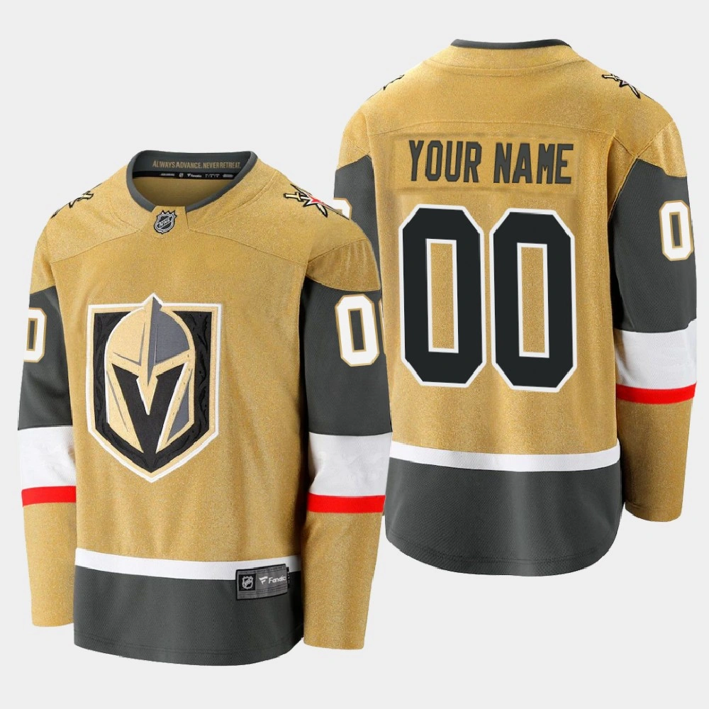 Men's Vegas Golden Knights Custom #00 Alternate 2020-21 Premier Gold Jersey Men's Vegas Golden Knights Custom #00 Alternate 2020-21 Premier Gold Jersey