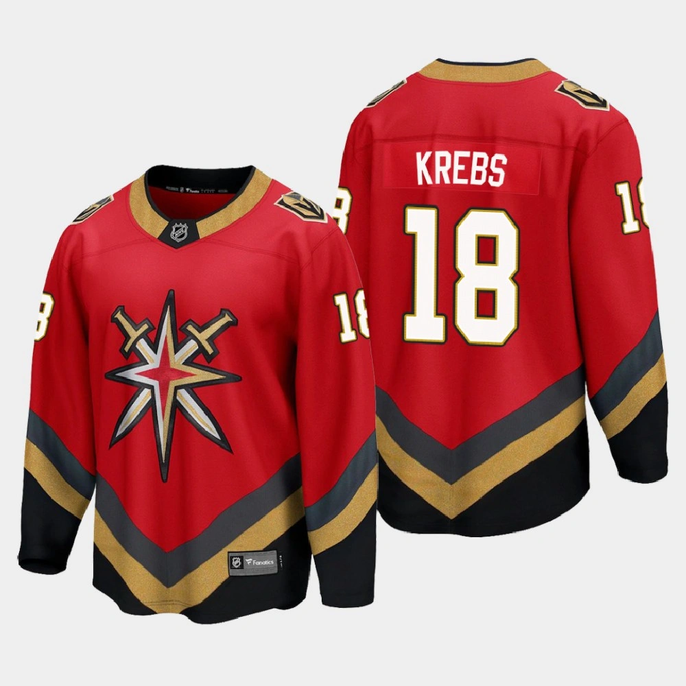 Men's Vegas Golden Knights Peyton Krebs #18 Reverse Retro 2021 Red Jersey Men's Vegas Golden Knights Peyton Krebs #18 Reverse Retro 2021 Red Jersey