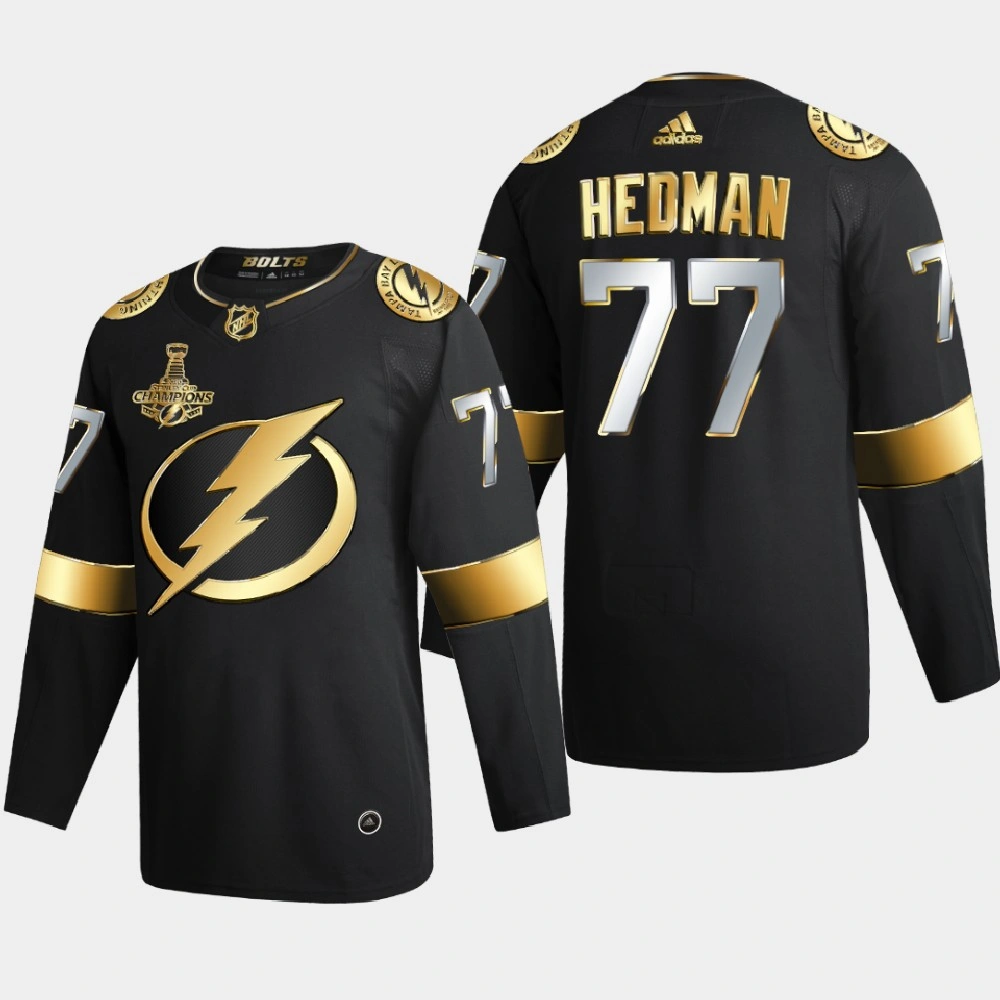 Youth Tampa Bay Lightning Victor Hedman #77 2020 Stanley Cup Champions Authentic Golden Limited Black Jersey