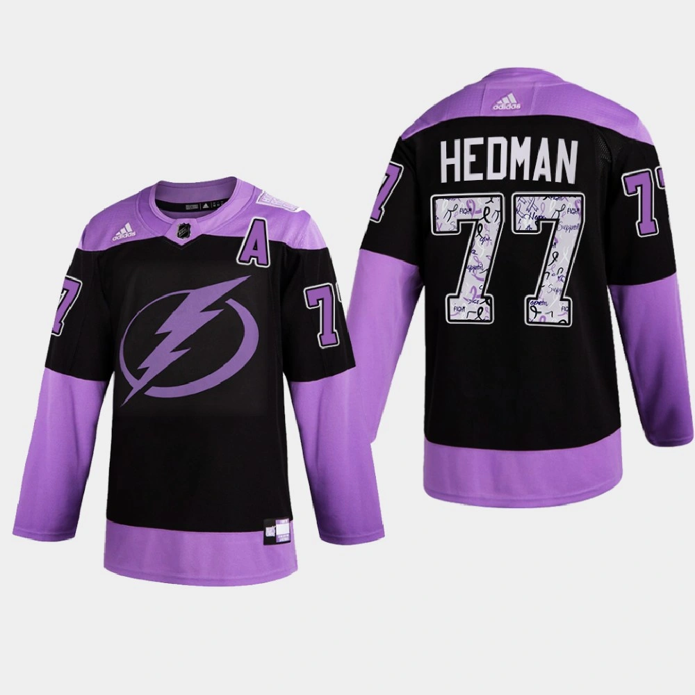 Women's Tampa Bay Lightning Victor Hedman 2021 Hockey Fights Cancer Night Purple Jersey