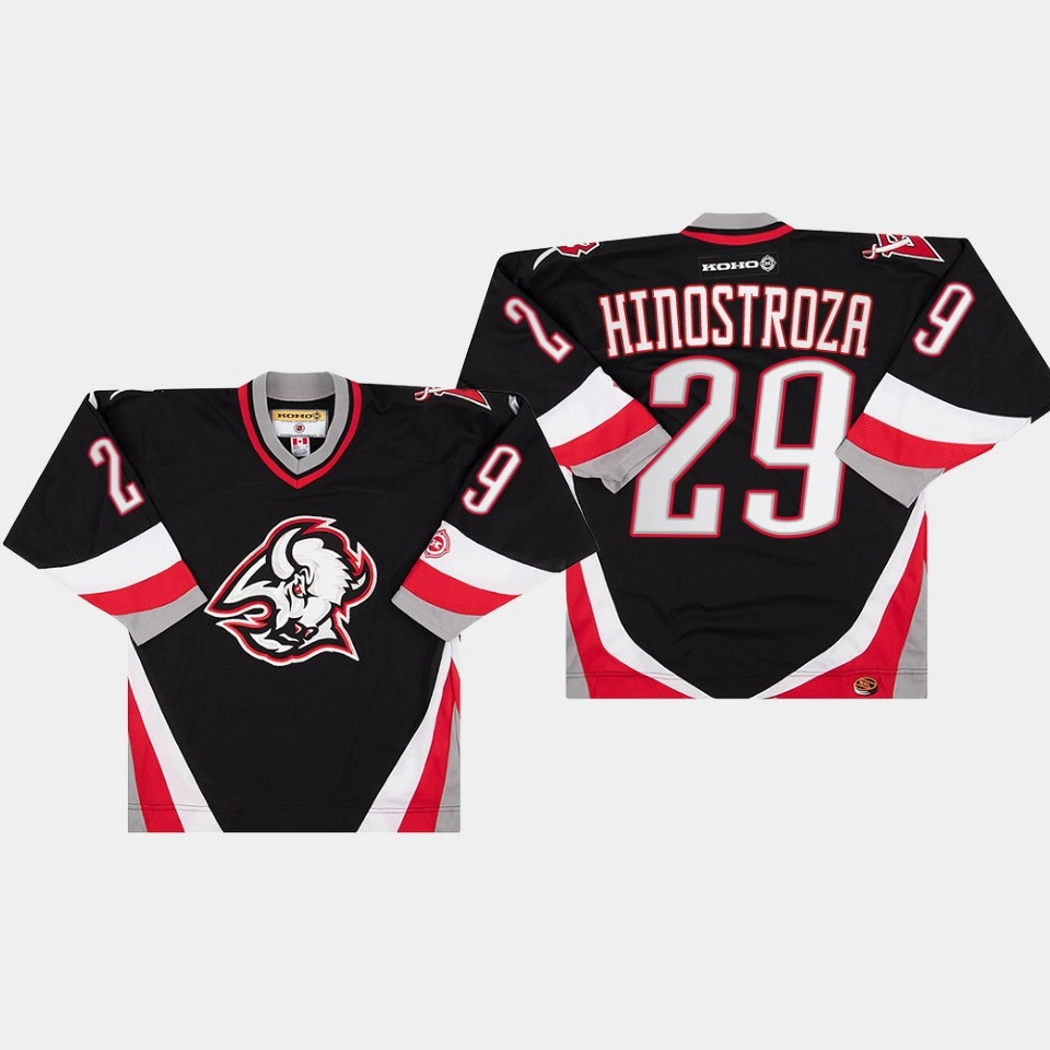 Primary Goathead Logo Buffalo Sabres Vinnie Hinostroza Throwback Black #29 Jersey