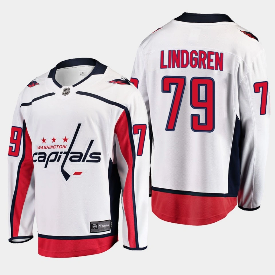 Youth Washington Capitals Charlie Lindgren Away White #79 Jersey Breakaway Player