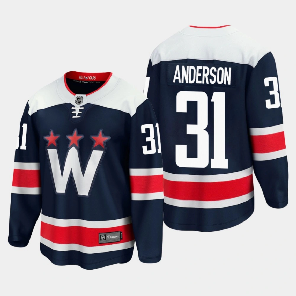 Men's Washington Capitals Craig Anderson #31 Alternate 2020-21 Premier Player Navy Jersey