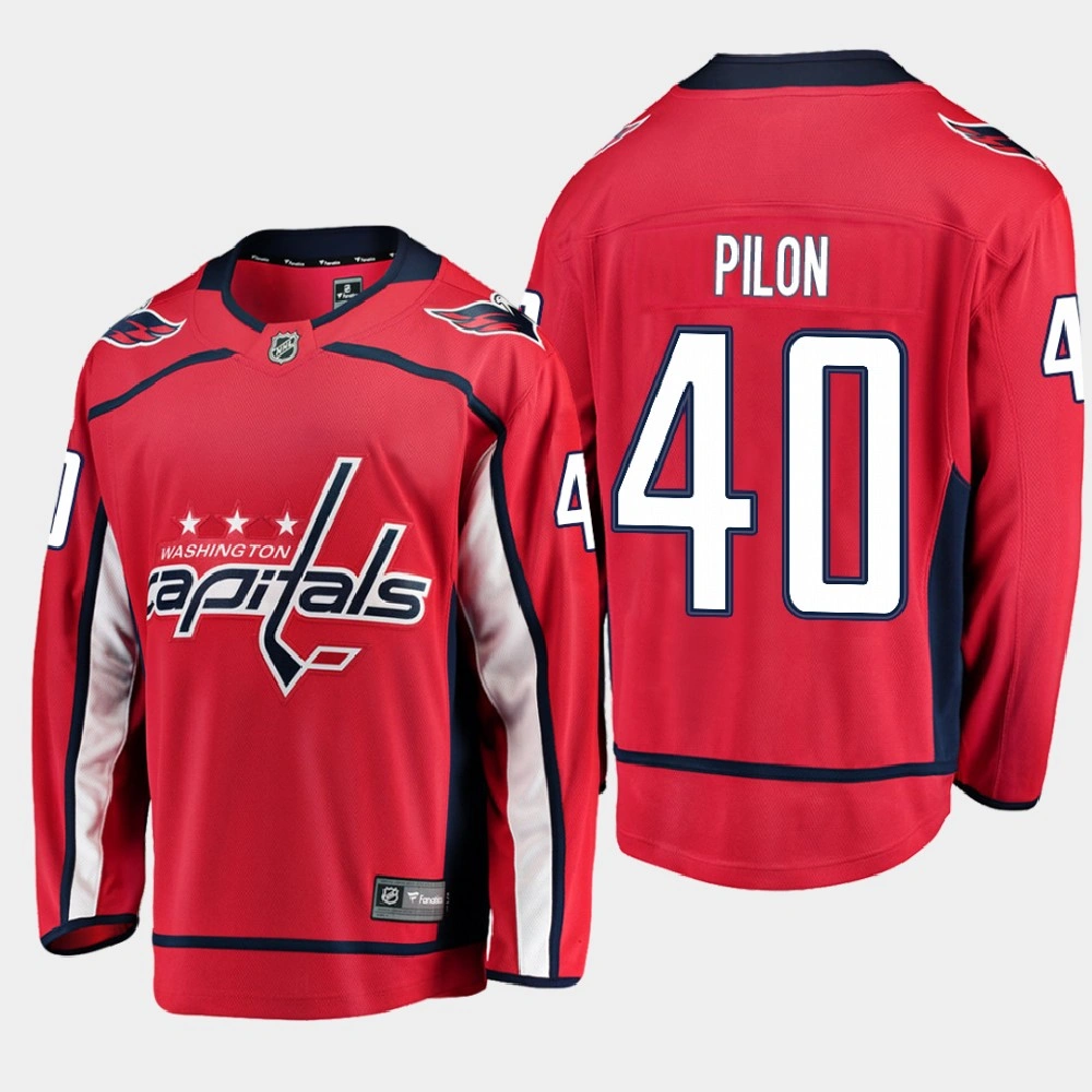 Women's Washington Capitals Garrett Pilon #40 Home 2021 Red Jersey Women's Washington Capitals Garrett Pilon #40 Home 2021 Red Jersey
